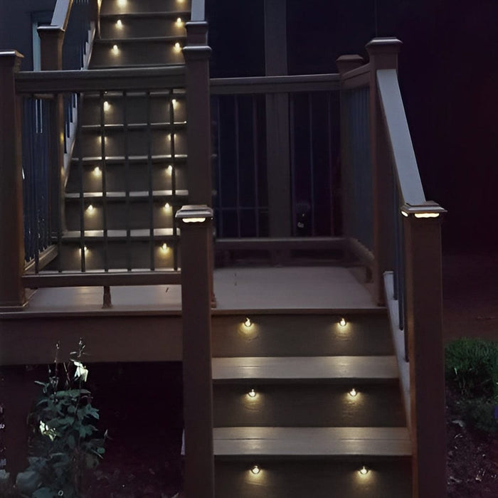 Round Waterproof LED Low Voltage 12-36V Black Modern Step Lights Sconces