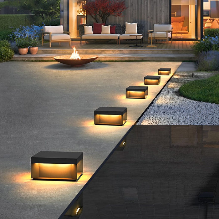 Square Stainless Steel LED Waterproof Modern Solar Fence Post Lights