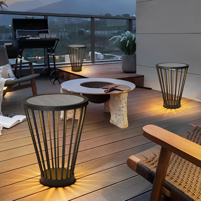 19.5'' Stainless Steel Black Floor Lamp Round Tea Table Outdoor Waterproof Standing Lamp