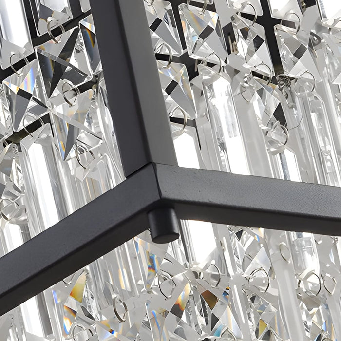 Trapezoidal Black Metallic Crystal Dining Room Chandeliers. 2 Sizes