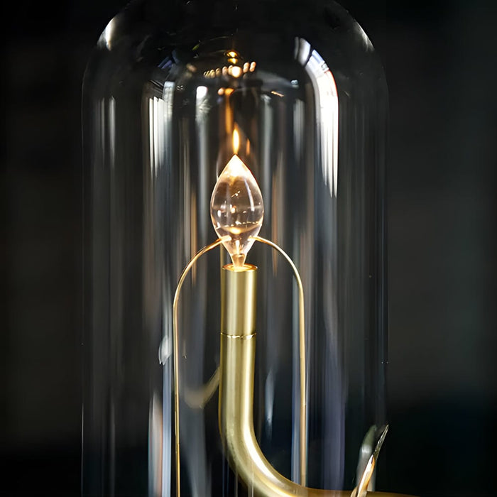 Clear Glass Dome Shaped Portable Cordless HYMN Table Lamp Candlestick Desk Ambient Lamp