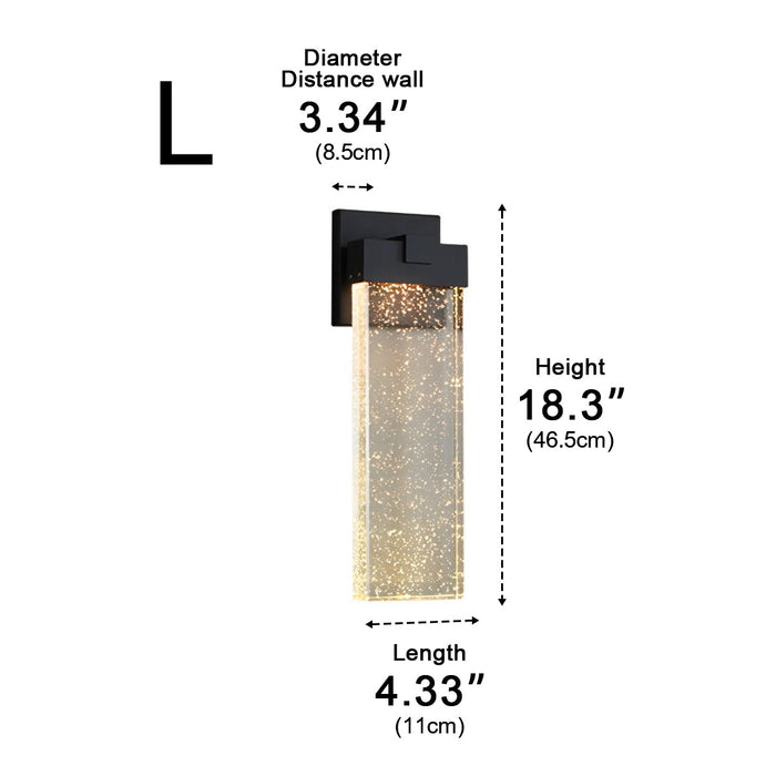 Rectangular Bubble Crystal Outdoor Wall Lamp - Modern Exterior Lighting Fixture for Patios, Porches, and Entryways