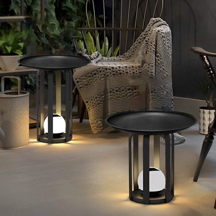 Round RGB Waterproof Flower Stand Tea Table Modern Solar Outdoor Light