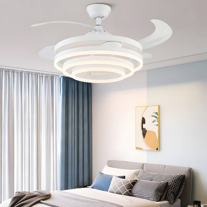 Modern 41 Retractable Ceiling Fan with LED Lights and Remote Control