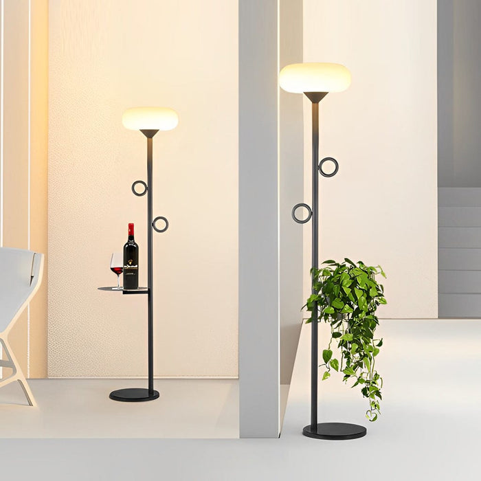 Metal Solar Floor Lamp with Remote Round Pallet Outdoor Waterproof Standing Lamp