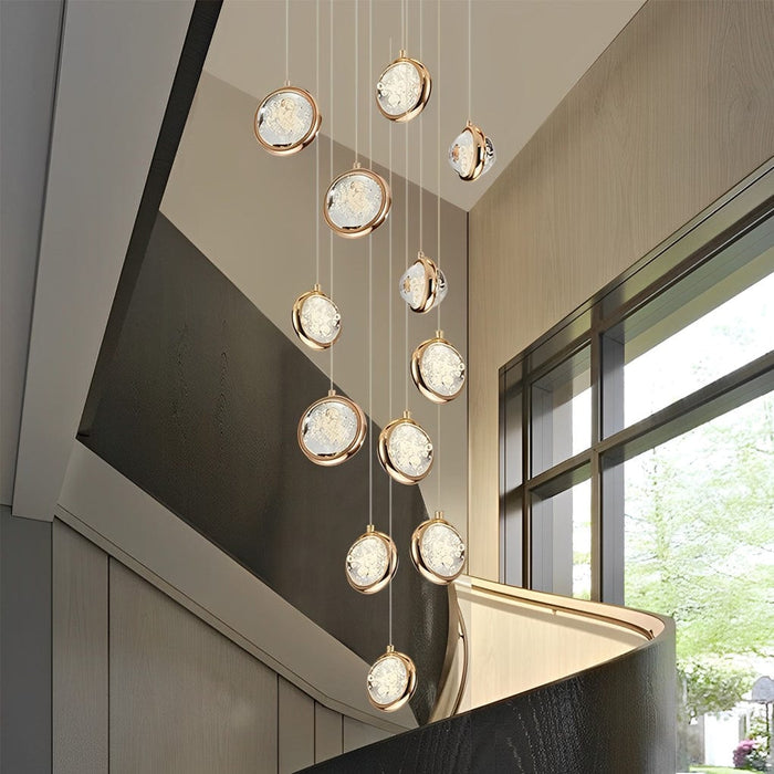 Bubbles Crystal Shade Creative Adjustable Luxury Modern Long Chandelier
