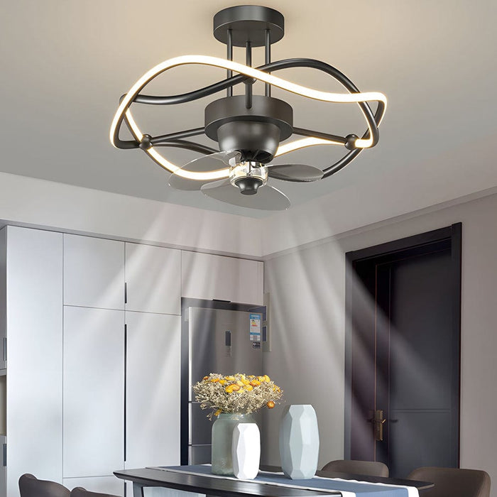 Modern 19.7-in LED Indoor Black and White Breeze Ceiling Fan with Light