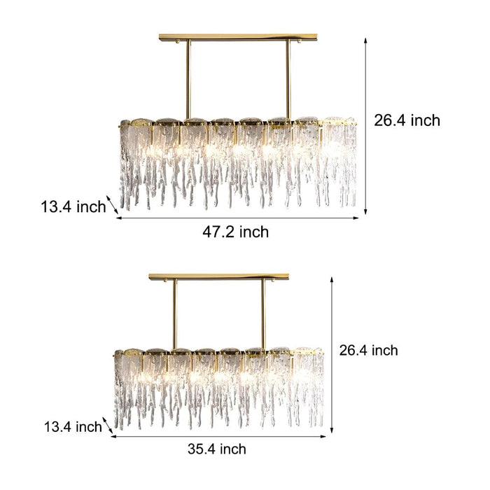 7/10-Light Luxury Glass Decor Icicles Droplet Crystal Chandelier. 3-Step Dimming