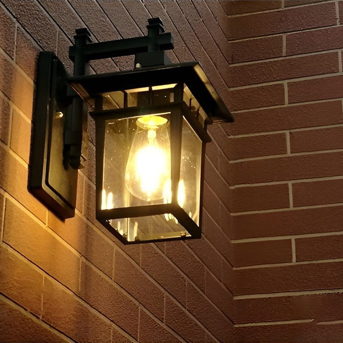Pavilion Shaped Glass LED Waterproof Retro Outdoor Wall Lamp Wall Sconce Lighting without Bulb