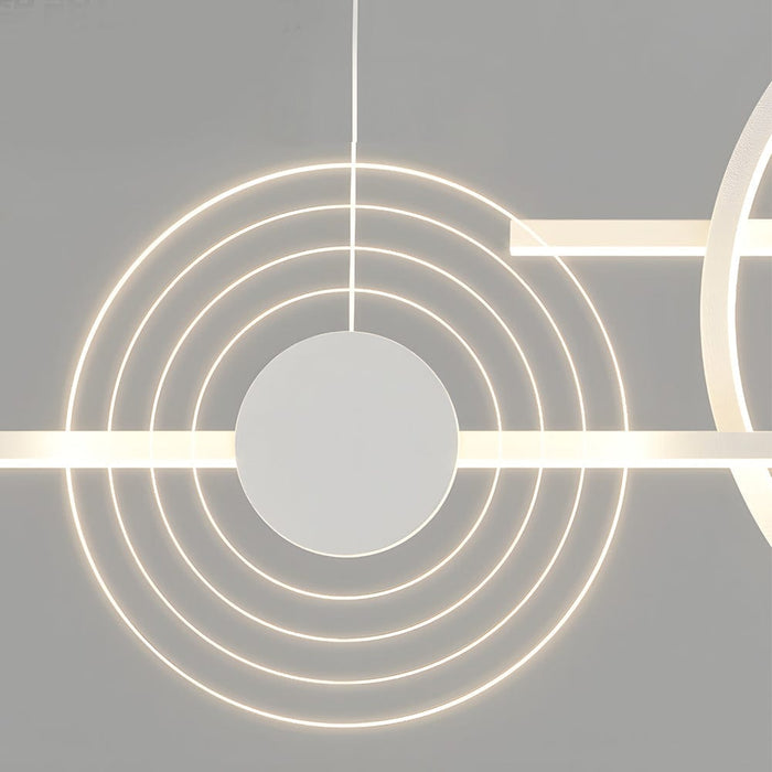 39.4'' Dimmable Ring Linear LED Island Chandeliers for Dining Room. Black/White