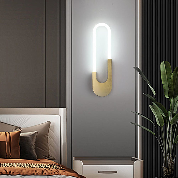 Modern Indoor Oval LED Wall Sconces - 16'' H. Gold/Black