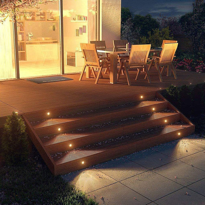 8 Pcs LED Deck Stair Lights Outdoor Step Lights Recessed Garden Lights In-ground Lights