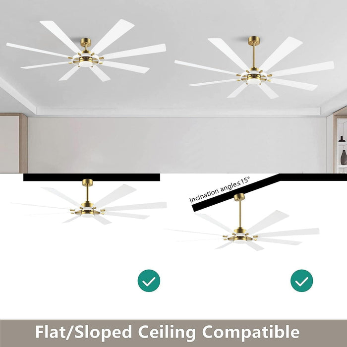 80 in. Black Huge Ceiling Fan with Lights and Remote, Wood 8 Blades Reversible Silent Ceiling Fan, Modern Large Ceiling Fan for Bedroom Dining Living Room-16-ErisView