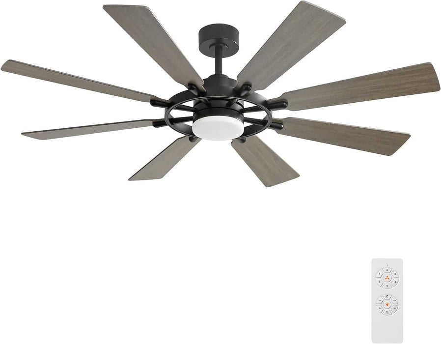 80 in. Black Huge Ceiling Fan with Lights and Remote, Wood 8 Blades Reversible Silent Ceiling Fan, Modern Large Ceiling Fan for Bedroom Dining Living Room-19-ErisView