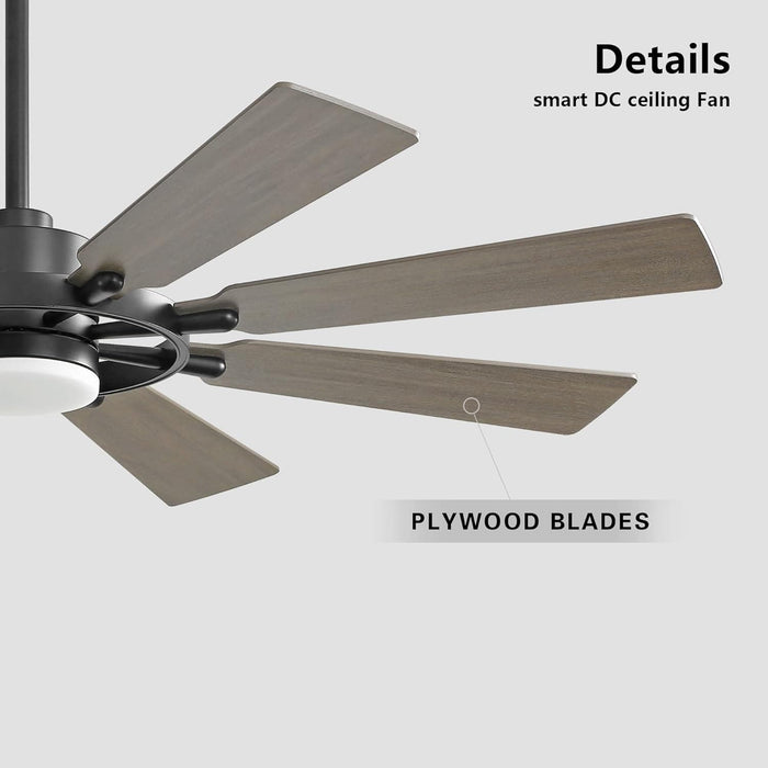 80 in. Black Huge Ceiling Fan with Lights and Remote, Wood 8 Blades Reversible Silent Ceiling Fan, Modern Large Ceiling Fan for Bedroom Dining Living Room-24-ErisView