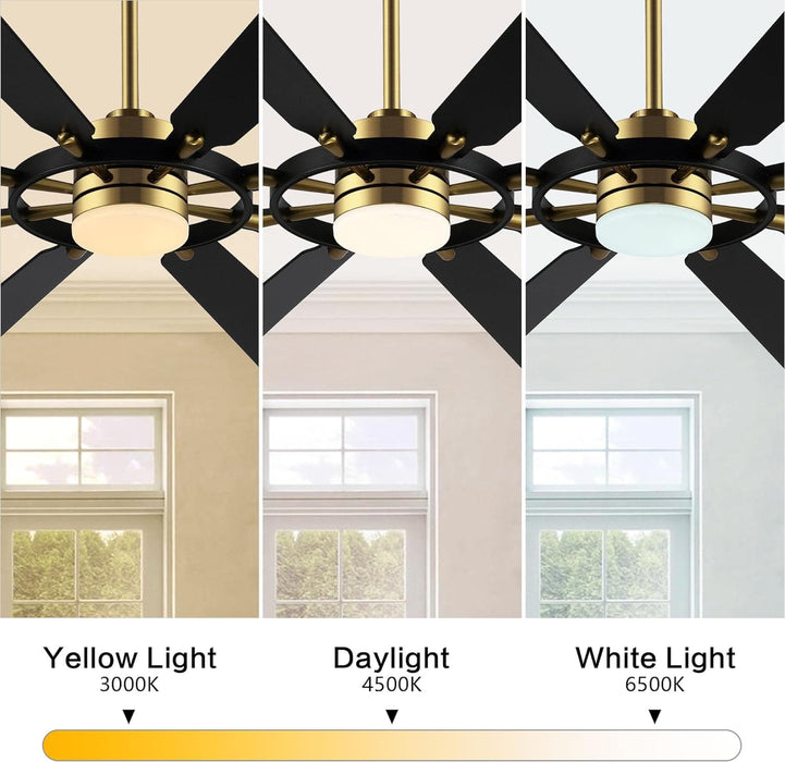 80 in. Black Huge Ceiling Fan with Lights and Remote, Wood 8 Blades Reversible Silent Ceiling Fan, Modern Large Ceiling Fan for Bedroom Dining Living Room-30-ErisView