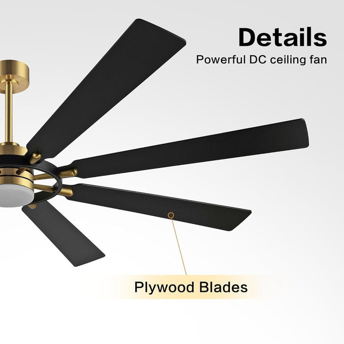 80 in. Black Huge Ceiling Fan with Lights and Remote, Wood 8 Blades Reversible Silent Ceiling Fan, Modern Large Ceiling Fan for Bedroom Dining Living Room-33-ErisView
