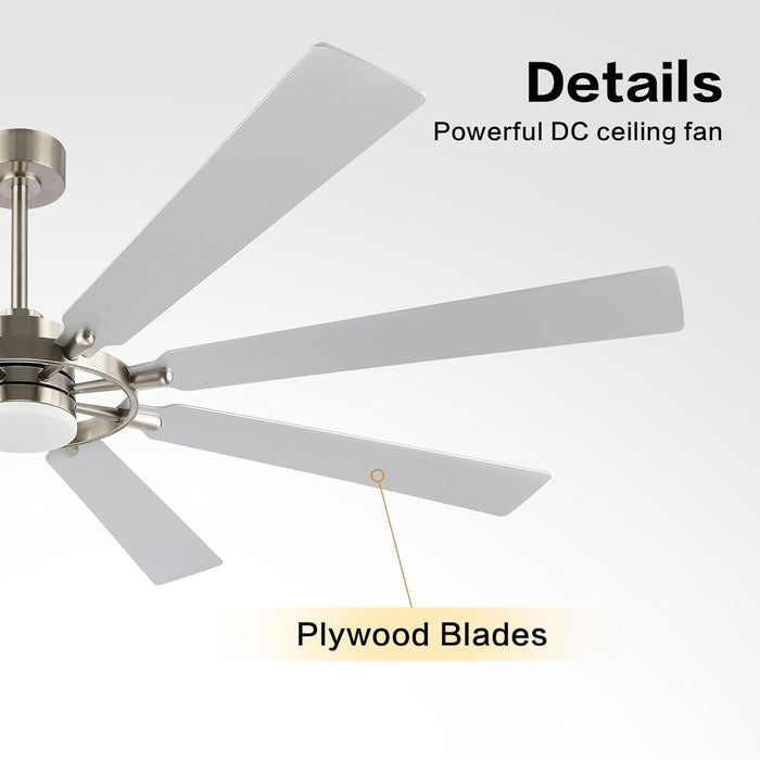 80 in. Black Huge Ceiling Fan with Lights and Remote, Wood 8 Blades Reversible Silent Ceiling Fan, Modern Large Ceiling Fan for Bedroom Dining Living Room-42-ErisView