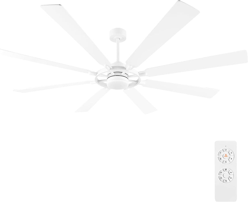 80 in. Black Huge Ceiling Fan with Lights and Remote, Wood 8 Blades Reversible Silent Ceiling Fan, Modern Large Ceiling Fan for Bedroom Dining Living Room-46-ErisView