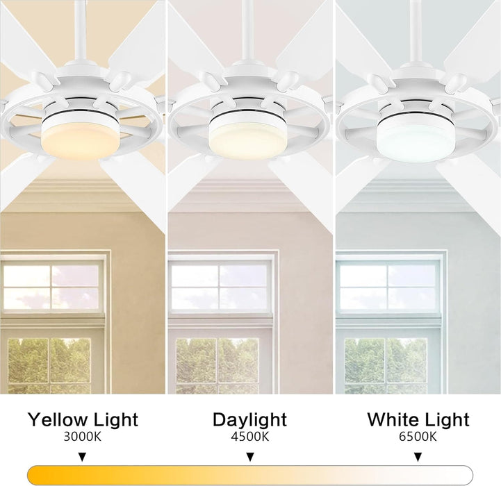 80 in. Black Huge Ceiling Fan with Lights and Remote, Wood 8 Blades Reversible Silent Ceiling Fan, Modern Large Ceiling Fan for Bedroom Dining Living Room-48-ErisView