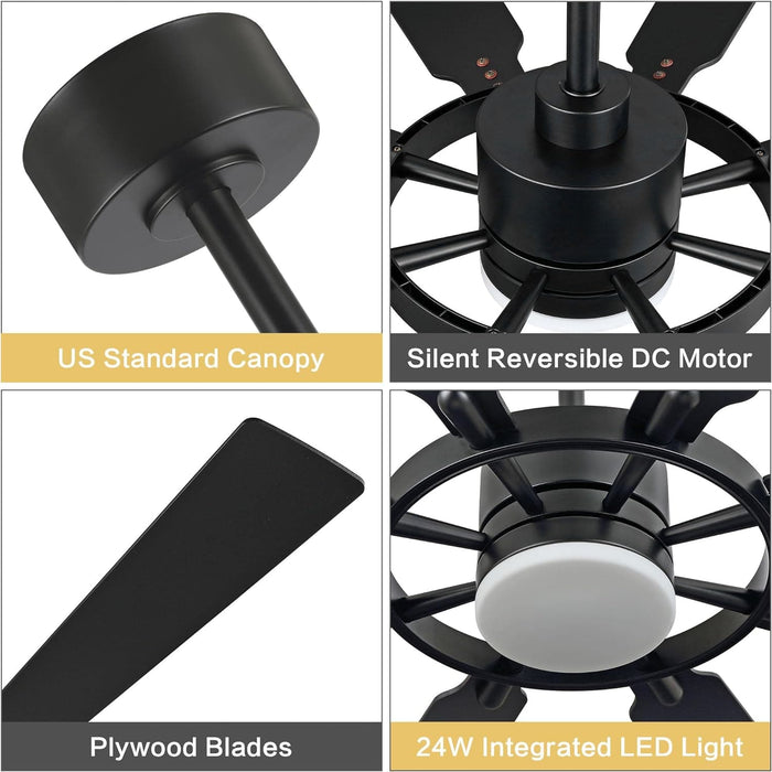 80 in. Black Huge Ceiling Fan with Lights and Remote, Wood 8 Blades Reversible Silent Ceiling Fan, Modern Large Ceiling Fan for Bedroom Dining Living Room-5-ErisView
