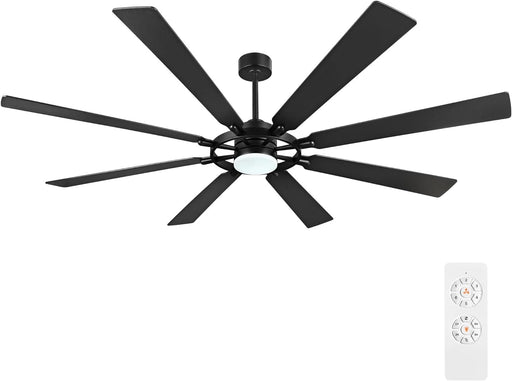 80 in. Black Huge Ceiling Fan with Lights and Remote, Wood 8 Blades Reversible Silent Ceiling Fan, Modern Large Ceiling Fan for Bedroom Dining Living Room-1-ErisView