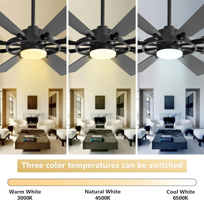 80 in. Huge Ceiling Fans without Lights , Gold Finish Wood Blades Reversible Ceiling Fan, Modern Large Remote Control for Bedroom Dining Living Room-10-ErisView