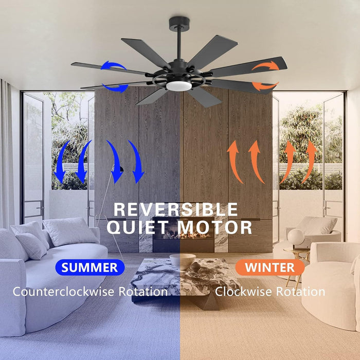 80 in. Huge Ceiling Fans without Lights , Gold Finish Wood Blades Reversible Ceiling Fan, Modern Large Remote Control for Bedroom Dining Living Room-11-ErisView