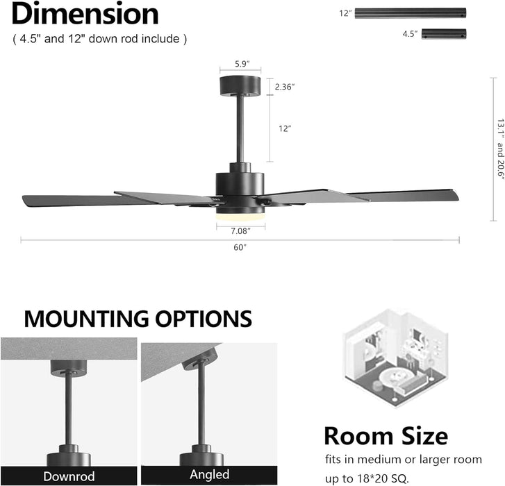80 in. Huge Ceiling Fans without Lights , Gold Finish Wood Blades Reversible Ceiling Fan, Modern Large Remote Control for Bedroom Dining Living Room-12-ErisView
