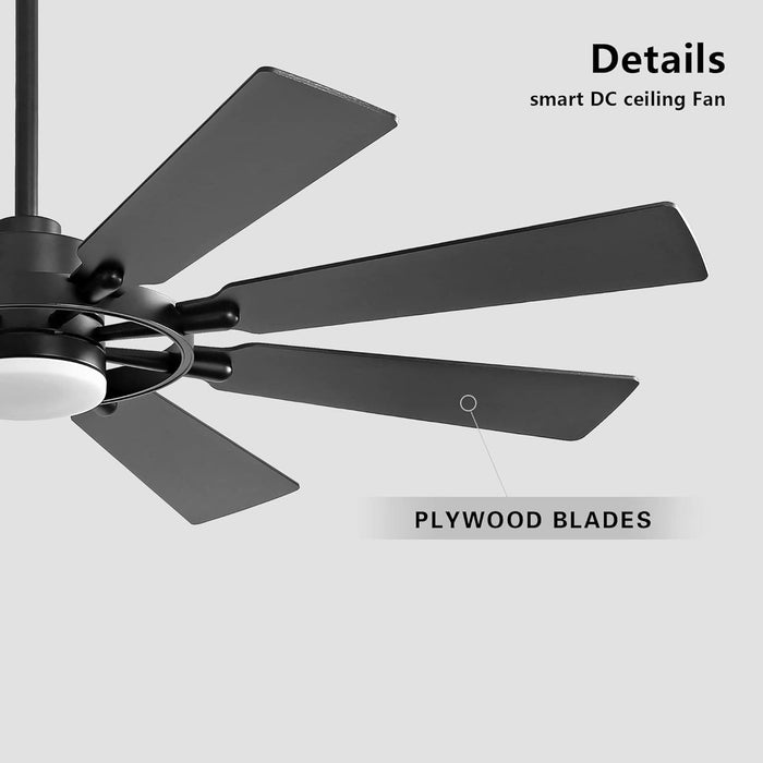 80 in. Huge Ceiling Fans without Lights , Gold Finish Wood Blades Reversible Ceiling Fan, Modern Large Remote Control for Bedroom Dining Living Room-14-ErisView