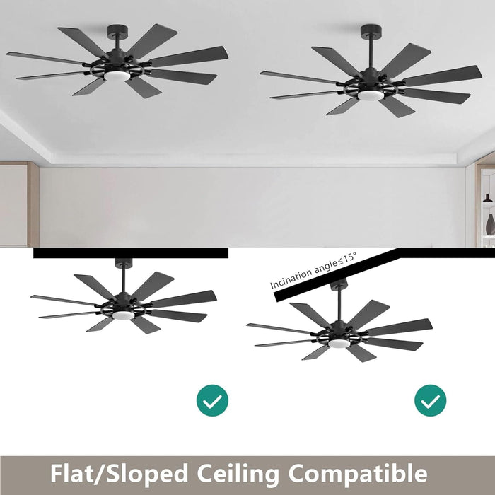 80 in. Huge Ceiling Fans without Lights , Gold Finish Wood Blades Reversible Ceiling Fan, Modern Large Remote Control for Bedroom Dining Living Room-16-ErisView
