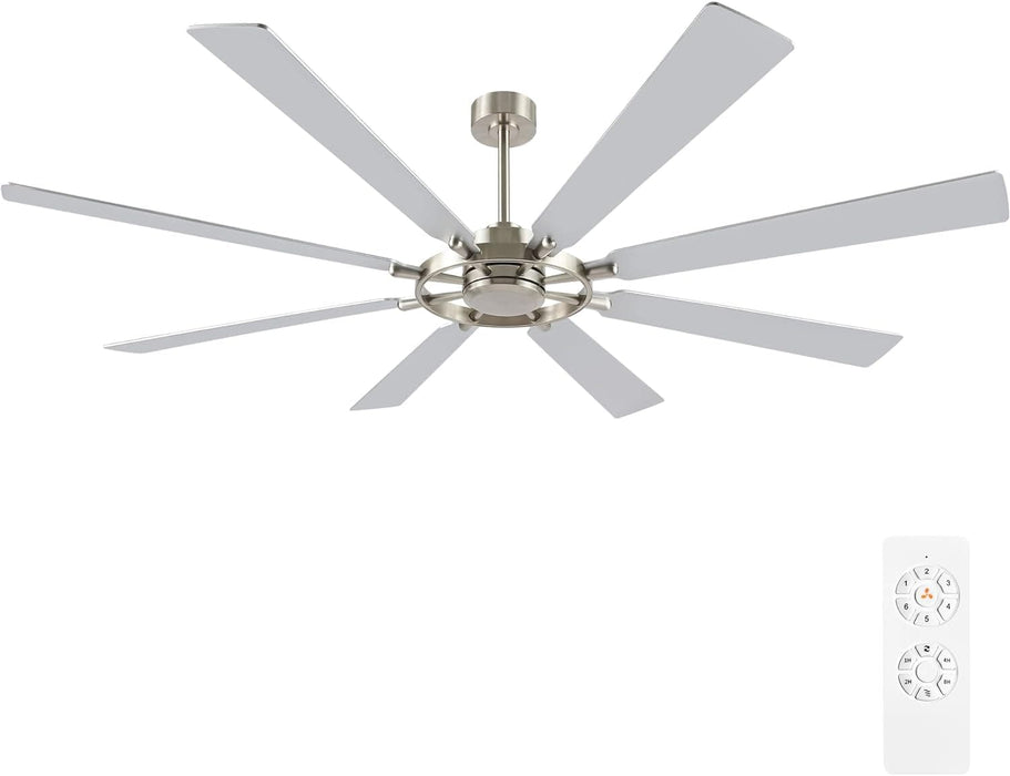 80 in. Huge Ceiling Fans without Lights , Gold Finish Wood Blades Reversible Ceiling Fan, Modern Large Remote Control for Bedroom Dining Living Room-18-ErisView