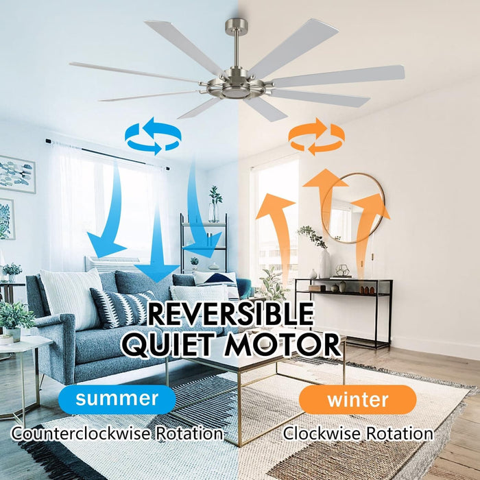 80 in. Huge Ceiling Fans without Lights , Gold Finish Wood Blades Reversible Ceiling Fan, Modern Large Remote Control for Bedroom Dining Living Room-19-ErisView
