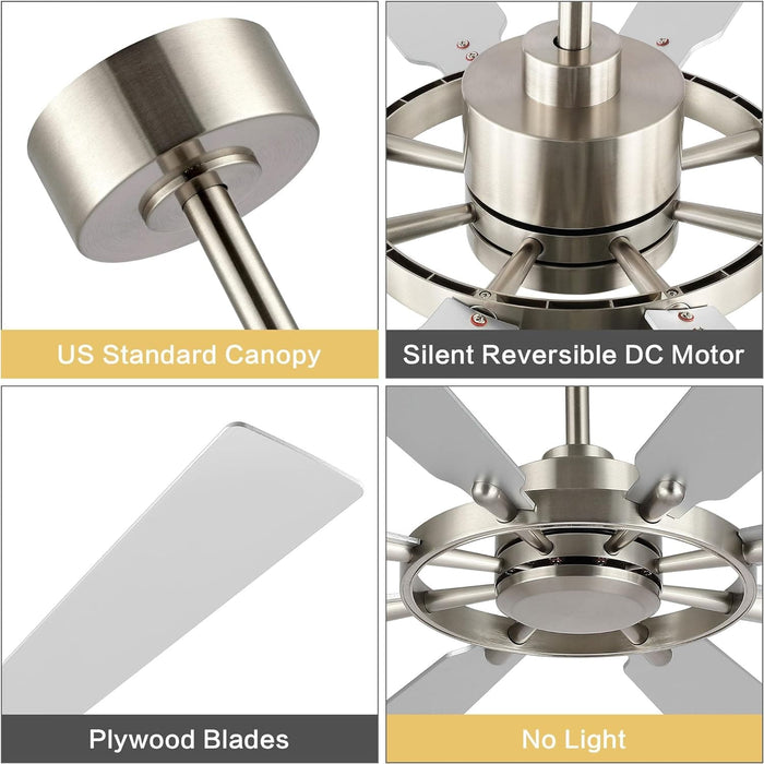 80 in. Huge Ceiling Fans without Lights , Gold Finish Wood Blades Reversible Ceiling Fan, Modern Large Remote Control for Bedroom Dining Living Room-21-ErisView