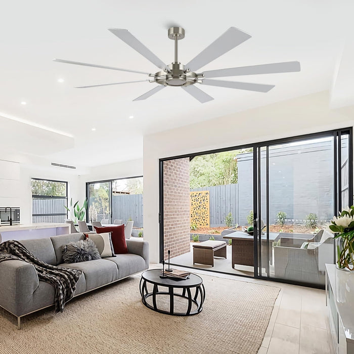 80 in. Huge Ceiling Fans without Lights , Gold Finish Wood Blades Reversible Ceiling Fan, Modern Large Remote Control for Bedroom Dining Living Room-24-ErisView