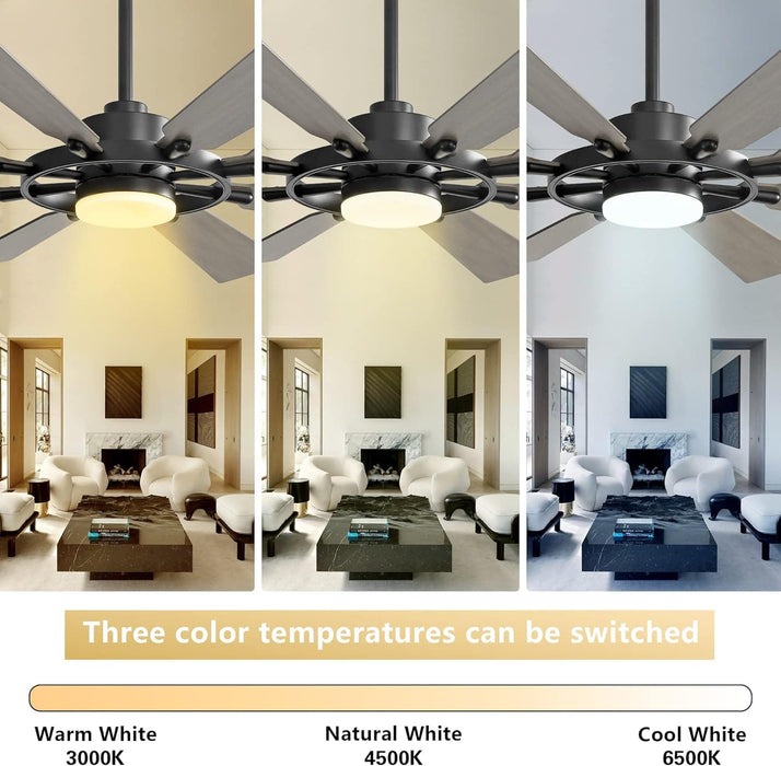 80 in. Huge Ceiling Fans without Lights , Gold Finish Wood Blades Reversible Ceiling Fan, Modern Large Remote Control for Bedroom Dining Living Room-27-ErisView