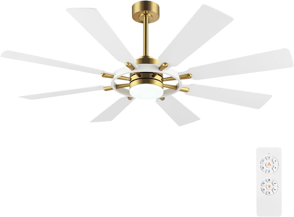 80 in. Huge Ceiling Fans without Lights , Gold Finish Wood Blades Reversible Ceiling Fan, Modern Large Remote Control for Bedroom Dining Living Room-34-ErisView