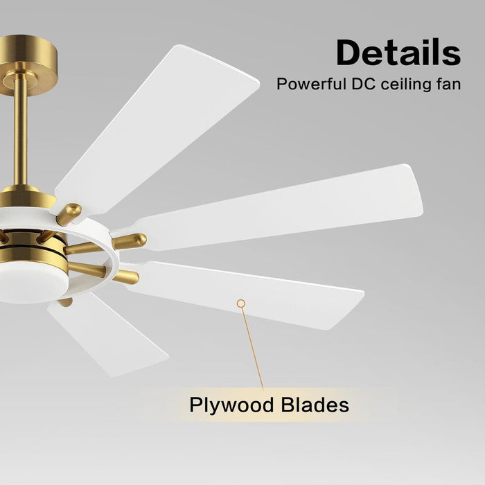 80 in. Huge Ceiling Fans without Lights , Gold Finish Wood Blades Reversible Ceiling Fan, Modern Large Remote Control for Bedroom Dining Living Room-39-ErisView