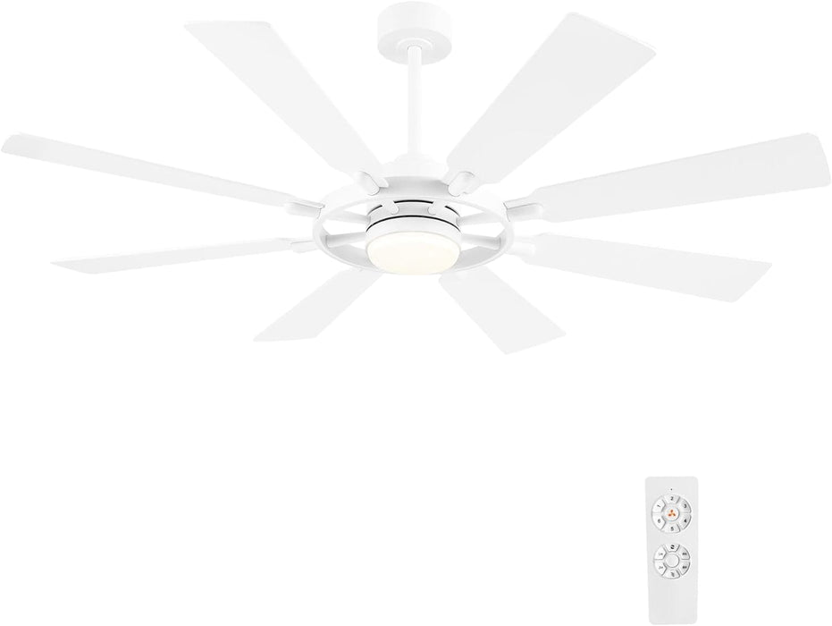 80 in. Huge Ceiling Fans without Lights , Gold Finish Wood Blades Reversible Ceiling Fan, Modern Large Remote Control for Bedroom Dining Living Room-43-ErisView