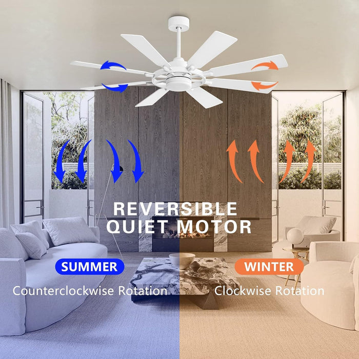 80 in. Huge Ceiling Fans without Lights , Gold Finish Wood Blades Reversible Ceiling Fan, Modern Large Remote Control for Bedroom Dining Living Room-44-ErisView