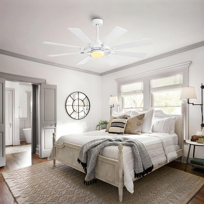 80 in. Huge Ceiling Fans without Lights , Gold Finish Wood Blades Reversible Ceiling Fan, Modern Large Remote Control for Bedroom Dining Living Room-51-ErisView