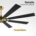 80 in. Huge Ceiling Fans without Lights , Gold Finish Wood Blades Reversible Ceiling Fan, Modern Large Remote Control for Bedroom Dining Living Room-6-ErisView