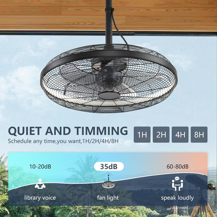 20 in. Black Outdoor Ceiling Fan with Light, Remote Control Fan, Outdoor Fan for Gazebo, Patio Fans, Outdoor Fans for Pergolas, Hanging Ceiling Fan-7-ErisView