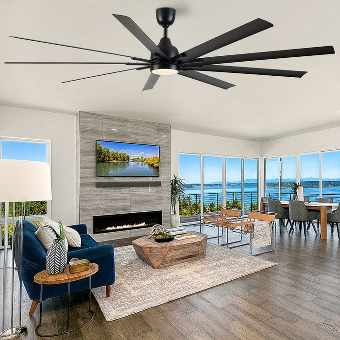 84 in. Super Large Indoor Black Ceiling Fan with LED Light and Remote Control for Living Room, Outdoor Ceiling Fan for Porch-ErisView