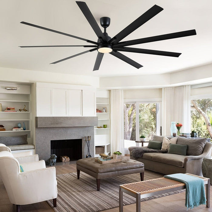84 in. Super Large Indoor Black Ceiling Fan with LED Light and Remote Control for Living Room, Outdoor Ceiling Fan for Porch-ErisView
