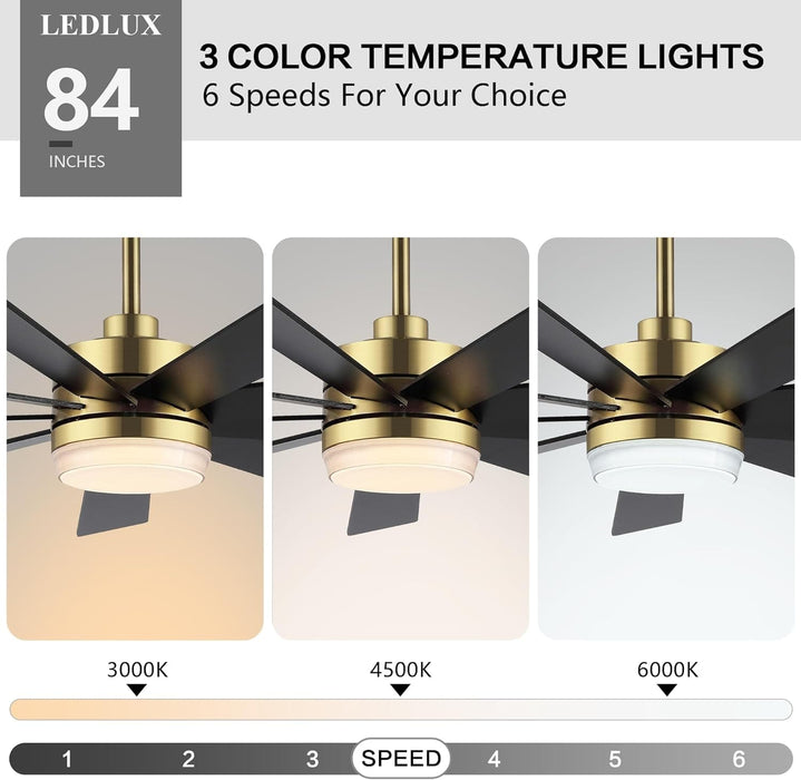84 in. Black Huge Ceiling Fan with Light, Reversible Fan for Summer Winter, Modern Ceiling Fan for Living Room Restaurant Home Commercial-18-ErisView