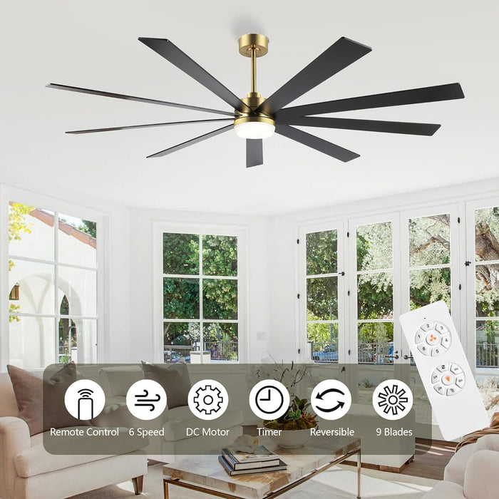 84 in. Black Huge Ceiling Fan with Light, Reversible Fan for Summer Winter, Modern Ceiling Fan for Living Room Restaurant Home Commercial-19-ErisView