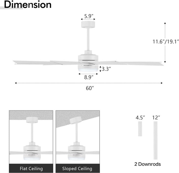 84 in. Black Huge Ceiling Fan with Light, Reversible Fan for Summer Winter, Modern Ceiling Fan for Living Room Restaurant Home Commercial-24-ErisView