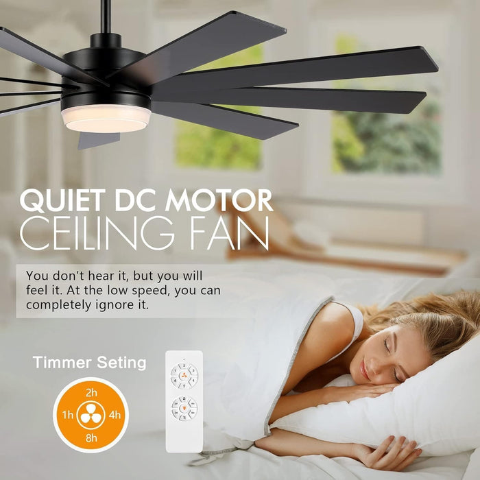 84 in. Black Huge Ceiling Fan with Light, Reversible Fan for Summer Winter, Modern Ceiling Fan for Living Room Restaurant Home Commercial-7-ErisView