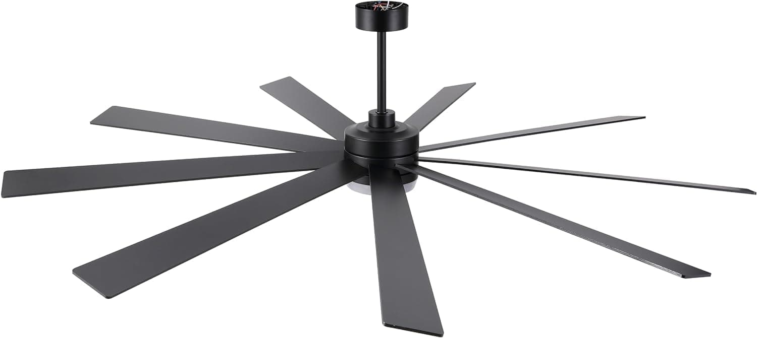84 in. Black Huge Ceiling Fan with Light, Reversible Fan for Summer Winter, Modern Ceiling Fan for Living Room Restaurant Home Commercial-9-ErisView